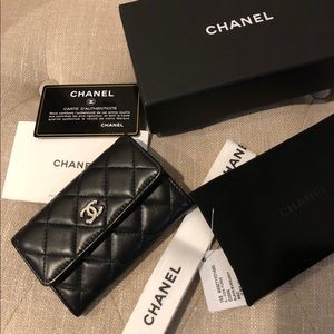 Authentic Chanel Lambskin Quilted Card case